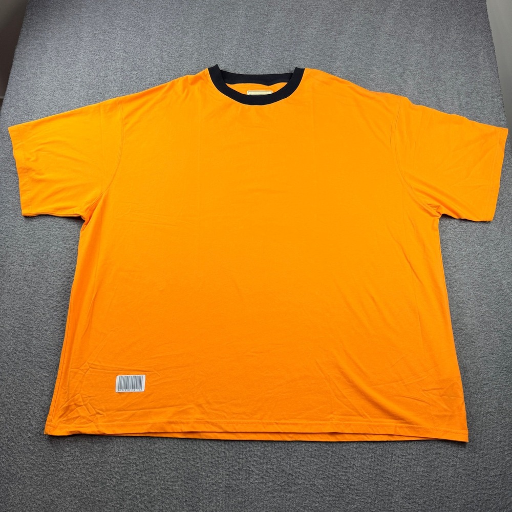 AJ‎ Campbell Men's 3XL Orange Cotton Short Sleeve T-Shirt Barcode Patch